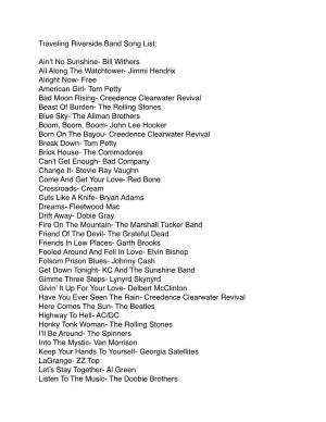 Traveling Riverside Band Song List