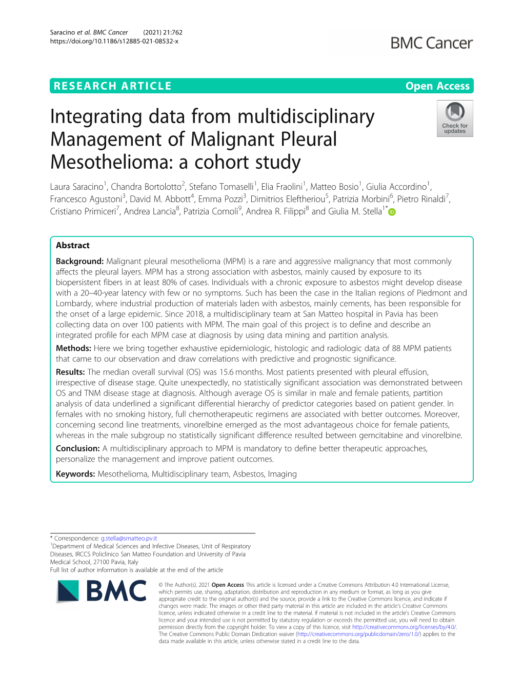 Integrating Data from Multidisciplinary Management Of