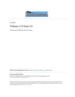 Volume 112 Issue 23 Southwestern Oklahoma State University