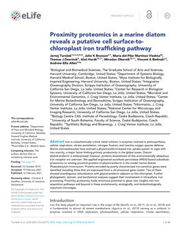 Proximity Proteomics in a Marine Diatom Reveals a Putative Cell