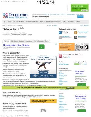 Gabapentin Uses, Dosage & Safety Information
