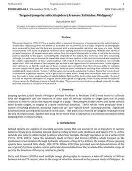 84.1 Targeted Jumps by Salticid Spiders 1