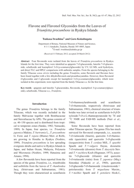 Flavone and Flavonol Glycosides from the Leaves of Triumfetta Procumbens in Ryukyu Islands