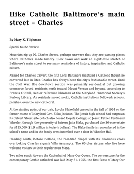Hike Catholic Baltimore's Main Street – Charles