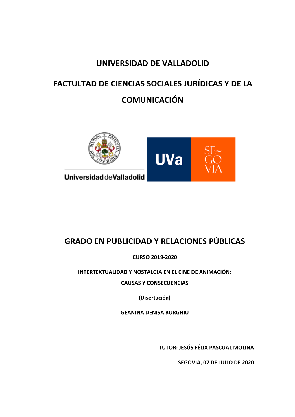 Universidad De Valladolid Factultad De Ciencias