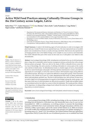 Active Wild Food Practices Among Culturally Diverse Groups in the 21St Century Across Latgale, Latvia