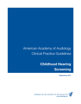 American Academy of Audiology Clinical Practice Guidelines