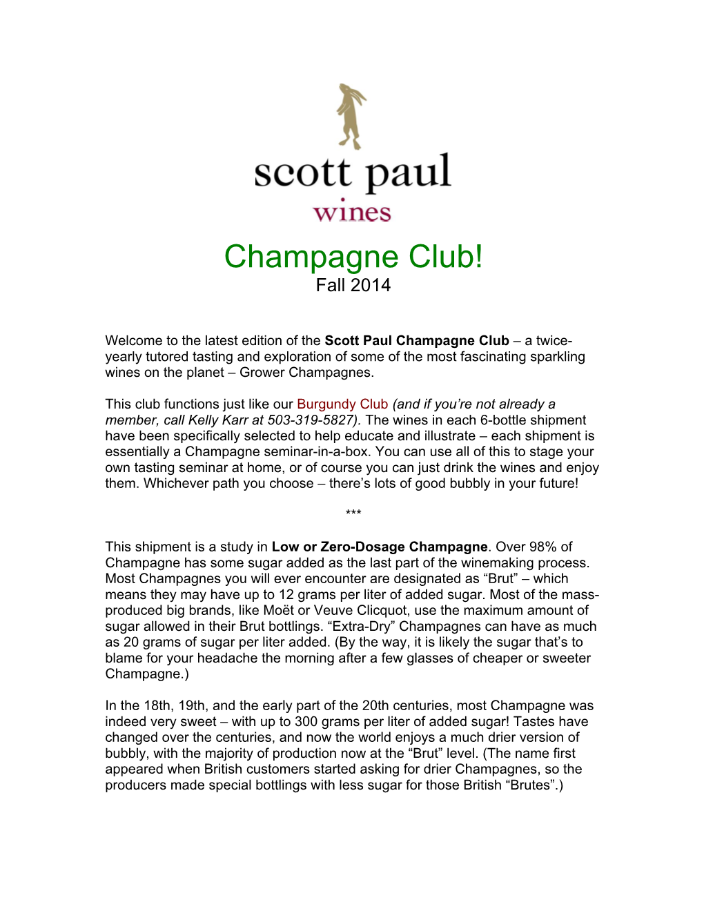 Champagne Club! Fall 2014