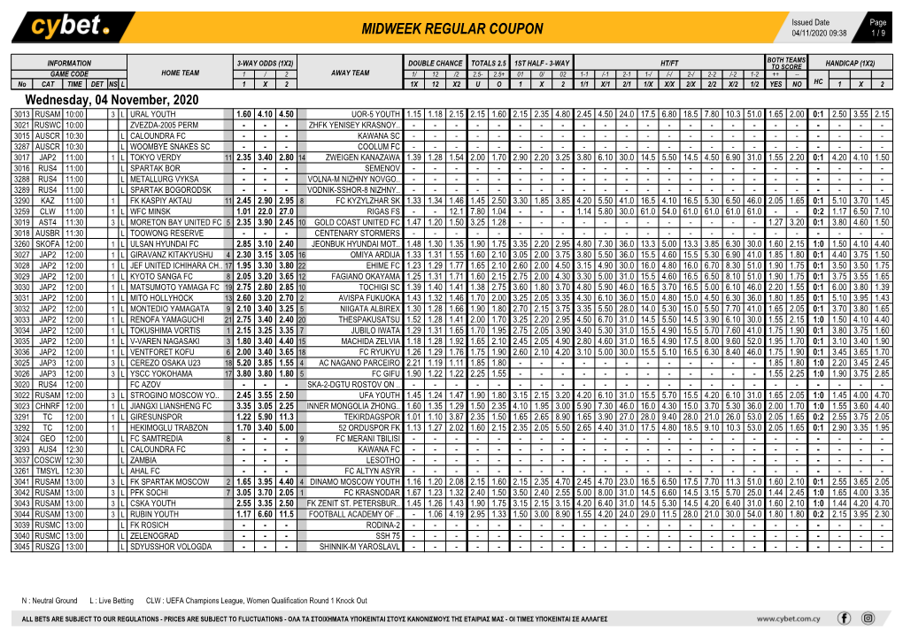 Midweek Regular Coupon 04/11/2020 09:38 1 / 9