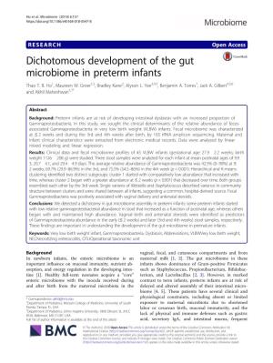 Dichotomous Development of the Gut Microbiome in Preterm Infants Thao T