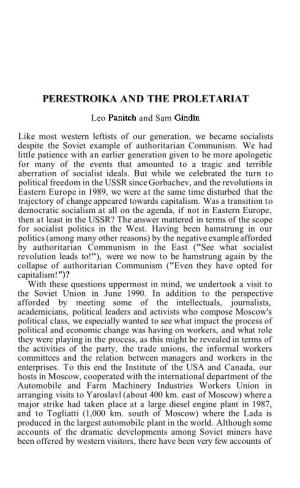 Perestroika and the Proletariat