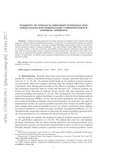 Stability of Nonlocal Dirichlet Integrals and Implications for Peridynamic