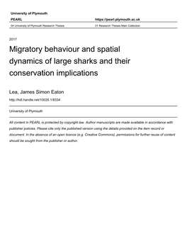 Migratory Behaviour and Spatial Dynamics of Large Sharks and Their Conservation Implications