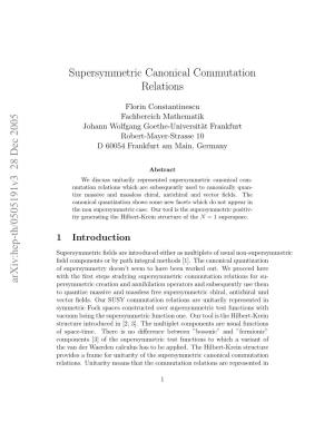 Supersymmetric Canonical Commutation Relations