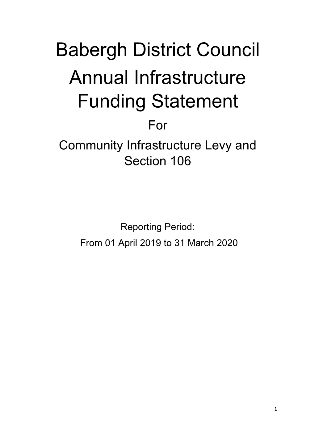 Babergh District Council Annual Infrastructure Funding Statement for Community Infrastructure Levy and Section 106