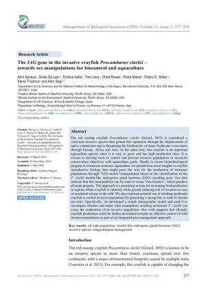 Procambarus Clarkii – Towards Sex Manipulations for Biocontrol and Aquaculture