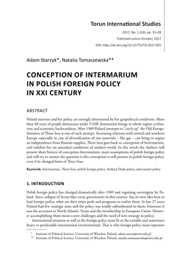 Conception of Intermarium in Polish Foreign Policy in Xxi Century