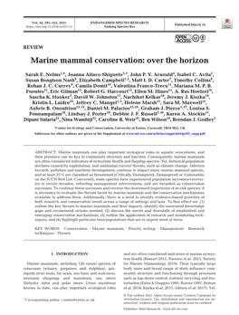 Marine Mammal Conservation: Over the Horizon
