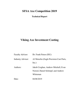 SFSA Axe Competition 2019 Viking Axe Investment Casting