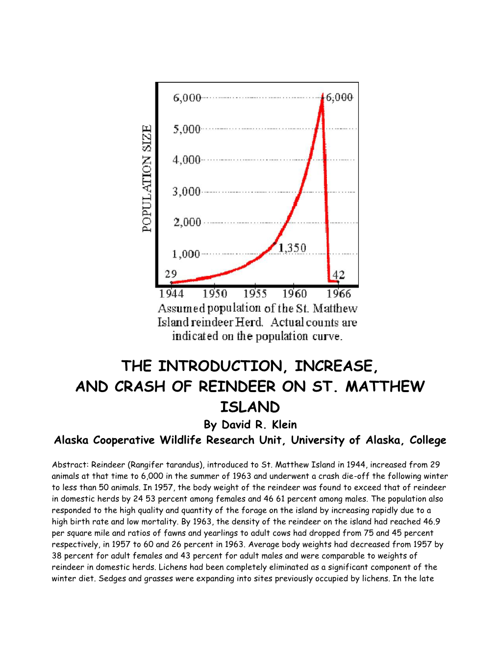 St. Matthew's Island Deer Population Study