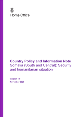 Somalia (South and Central): Security and Humanitarian Situation