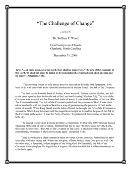 “The Challenge of Change”