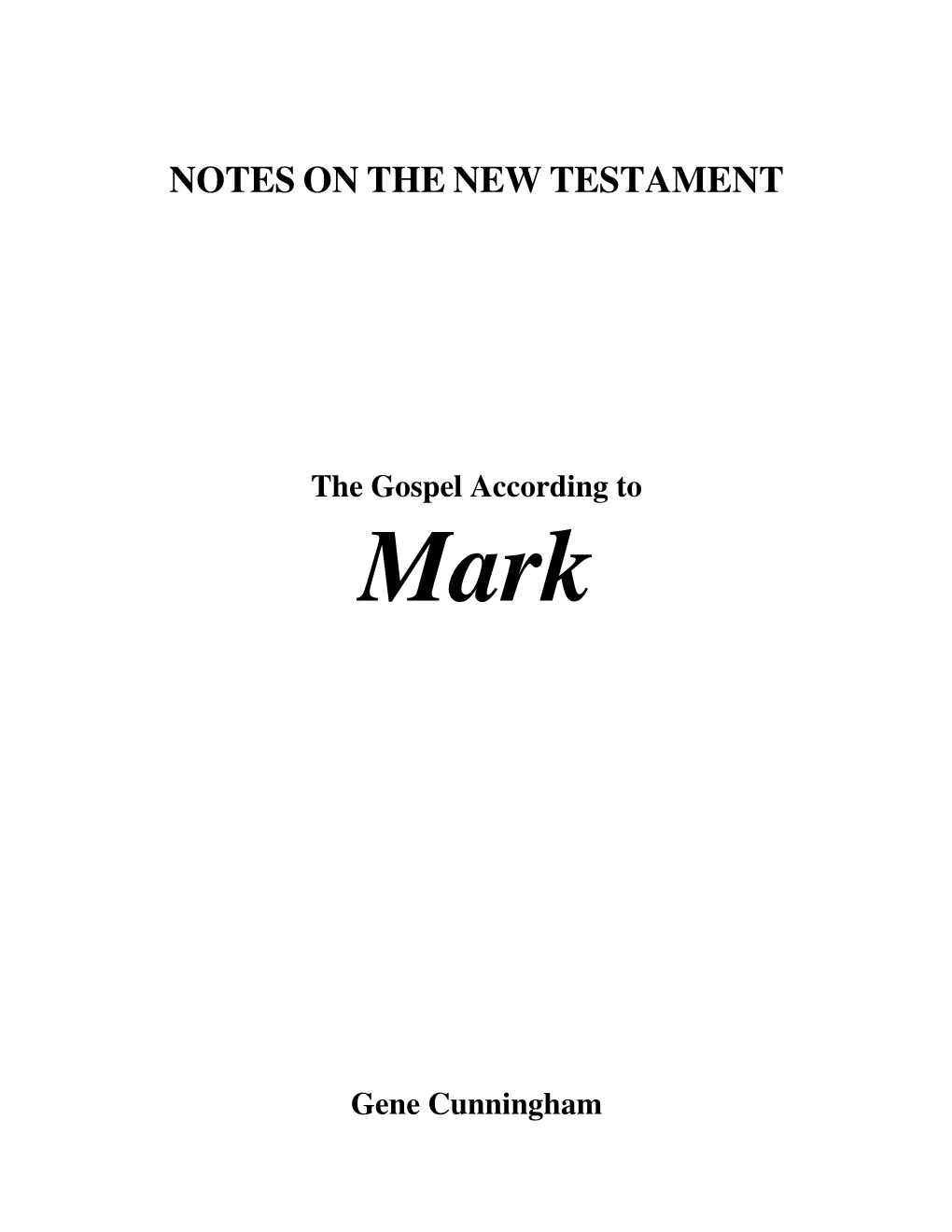 Notes on the New Testament