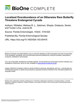 Localized Overabundance of an Otherwise Rare Butterfly Threatens Endangered Cycads