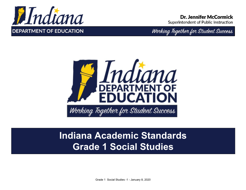 Indiana Academic Standards Grade 1 Social Studies