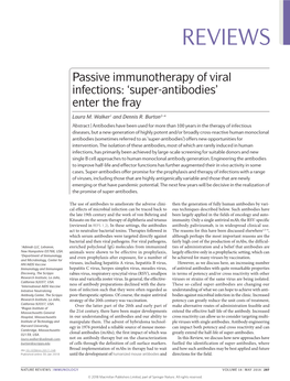 Passive Immunotherapy of Viral Infections: 'Super-Antibodies'