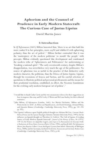 The Curious Case of Justus Lipsius David Martin Jones