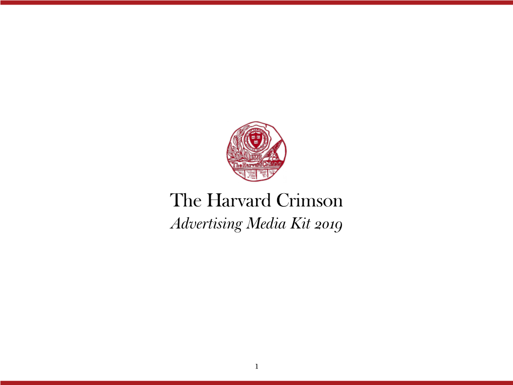 The Harvard Crimson Advertising Media Kit 2019