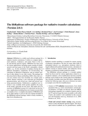 The Libradtran Software Package for Radiative Transfer Calculations (Version 2.0.1)