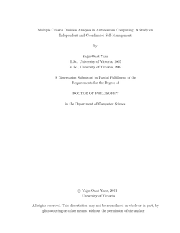 Multiple Criteria Decision Analysis in Autonomous Computing: a Study on Independent and Coordinated Self-Management