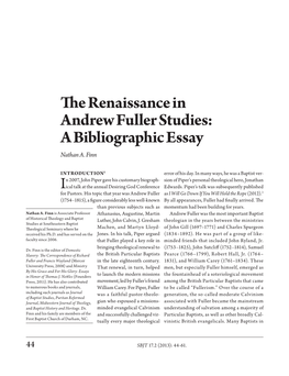 The Renaissance in Andrew Fuller Studies: a Bibliographic Essay Nathan A