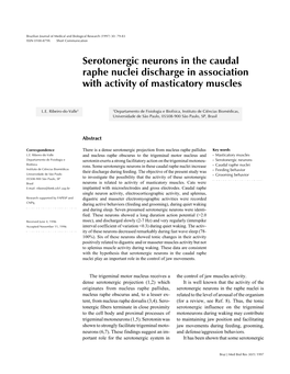 Serotonergic Neurons in the Caudal Raphe Nuclei Discharge in Association with Activity of Masticatory Muscles