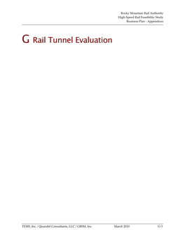 G Rail Tunnel Evaluation