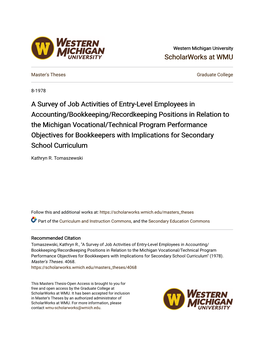 A Survey of Job Activities of Entry-Level Employees in Accounting/Bookkeeping/Recordkeeping Positions in Relation to the Michiga