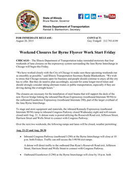 Weekend Closures for Byrne Flyover Work Start Friday