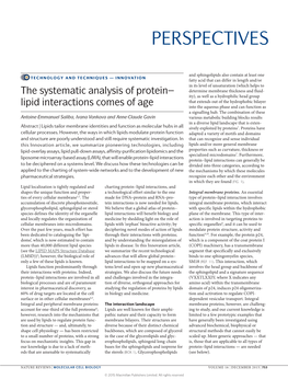 The Systematic Analysis of Protein–Lipid Interactions Comes Of