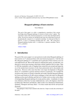 Heegaard Splittings of Knot Exteriors 1 Introduction