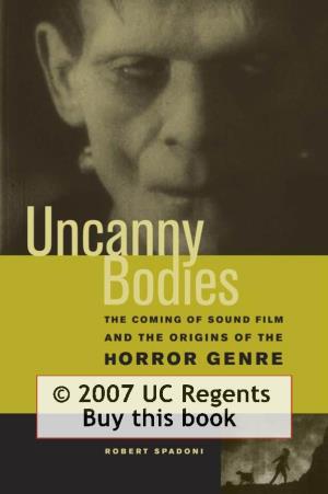 Uncanny Bodies: the Coming of Sound Film and the Origins of the Horror Genre