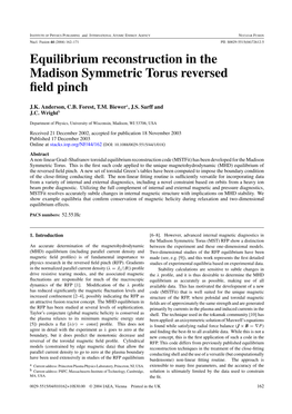 Equilibrium Reconstruction in the Madison Symmetric Torus Reversed ﬁeld Pinch