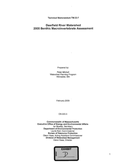 Deerfield River Watershed 2005 Benthic Macroinvertebrate Assessment