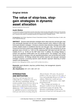 The Value of Stop-Loss, Stop-Gain Strategies in Dynamic Asset Allocation
