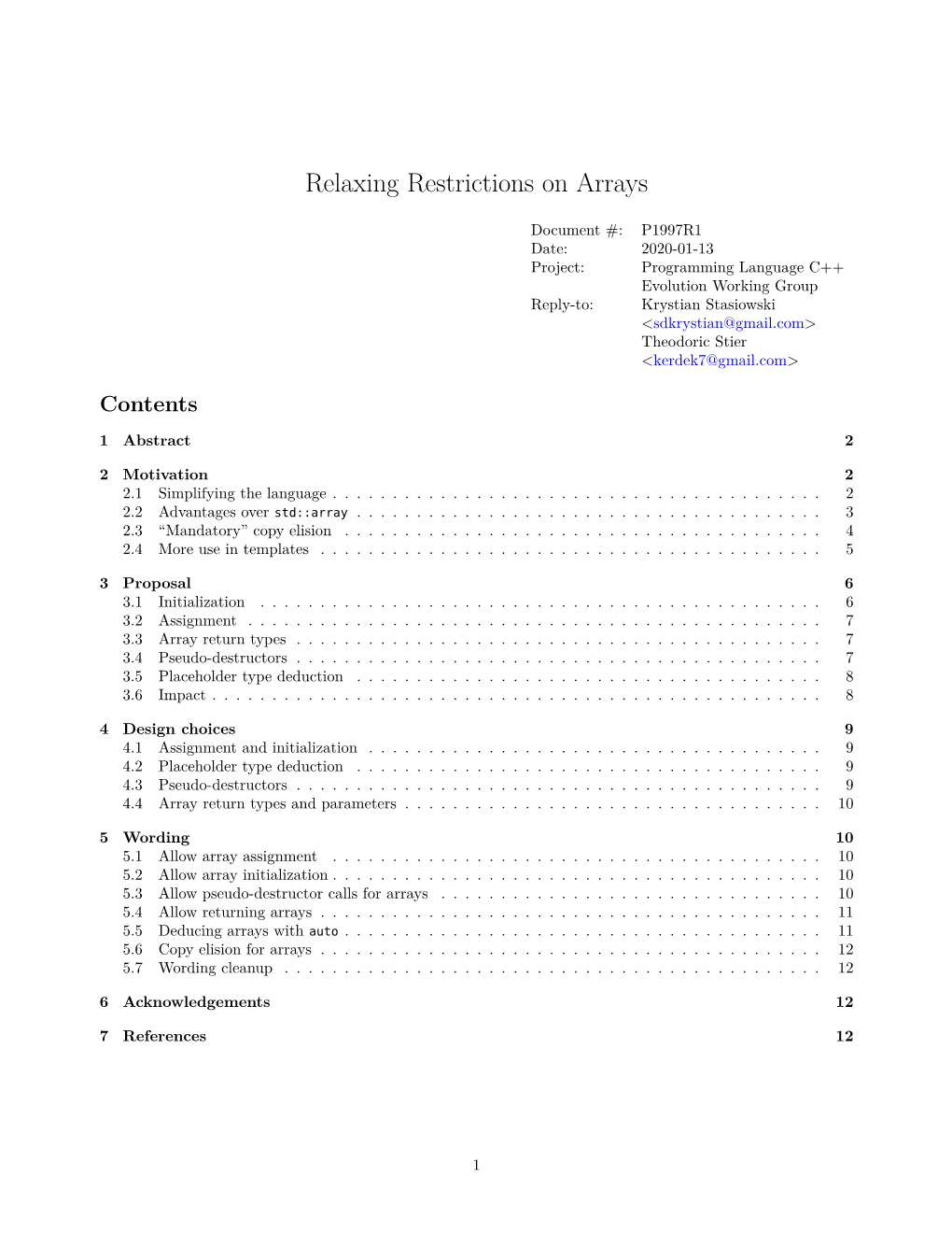 Relaxing Restrictions on Arrays