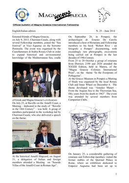 1 English/Italian Edition N. 25 – June 2014 Estemed Friends of Magna