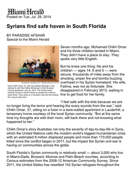 Syrians Find Safe Haven in South Florida