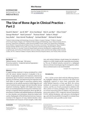 The Use of Bone Age in Clinical Practice – Part 2