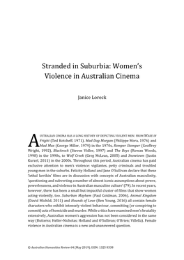 Stranded in Suburbia: Women's Violence in Australian Cinema